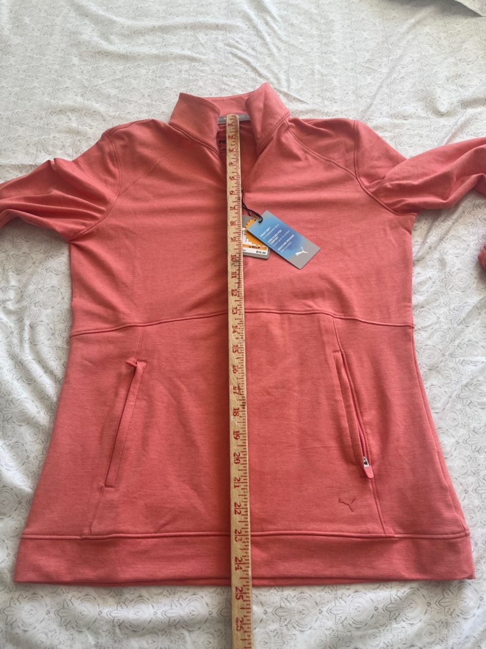 Puma - Coral Pink Quarter-Zip Pullover Hoodie - Picture 7 of 7